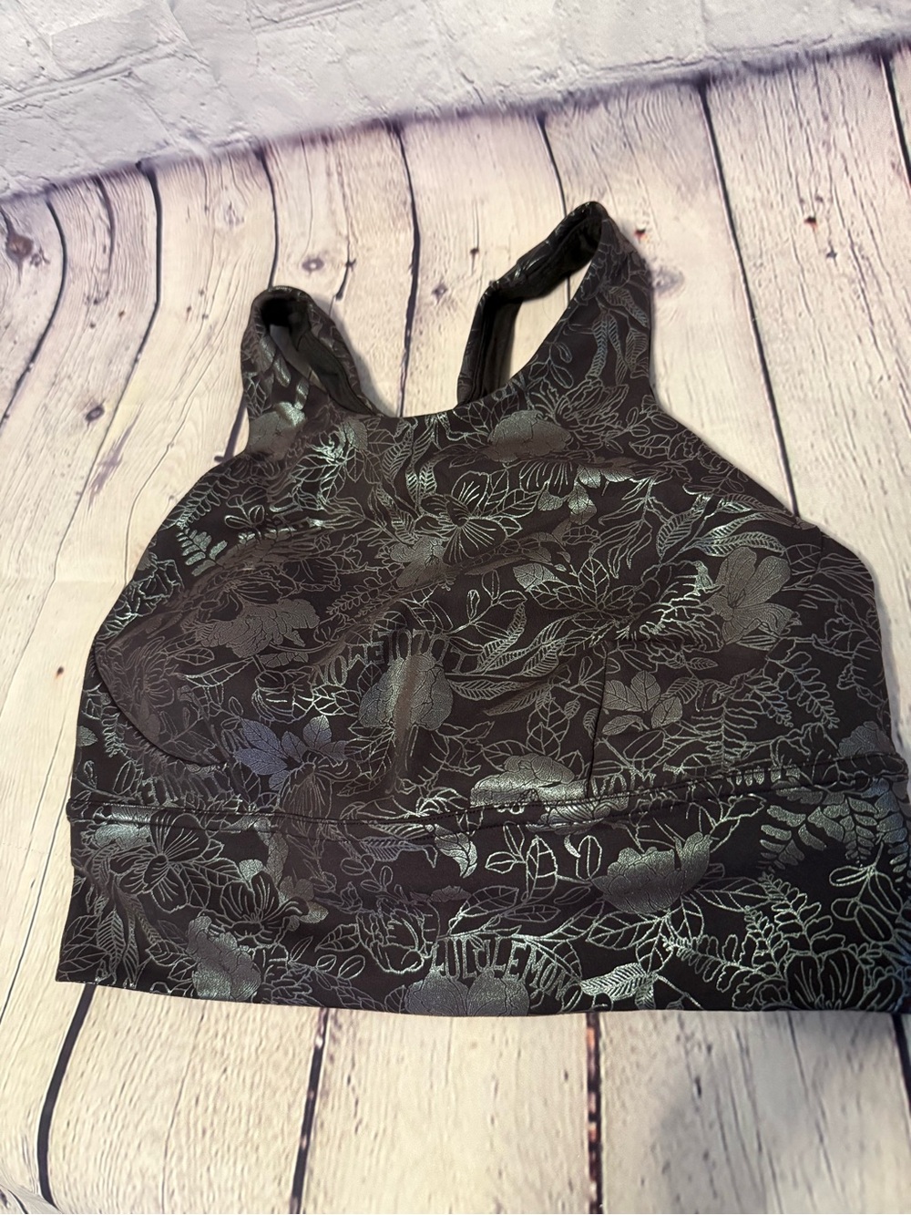 lululemon athletica Black Metallic Floral Sports Bra